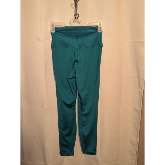 Nike Lurex Leggings Turquoise Dri-Fit Yoga 7/8 Metallic Stripe High Waist Sz S - Picture 7 of 14